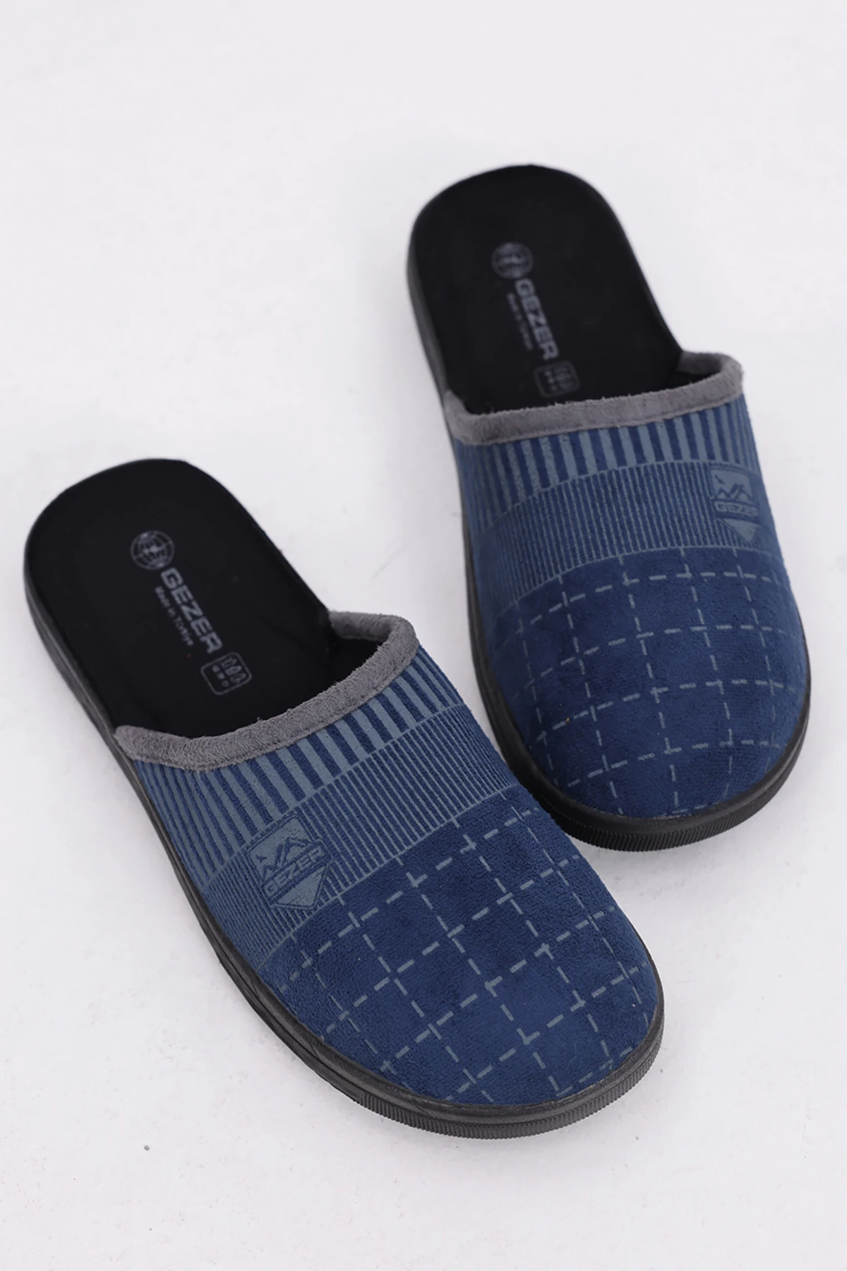 Erkek Ev Terliği Mavi Kışlık Sıcak Astarlı Kaymaz Taban Rahat Yumuşak Ev İçi Terlik