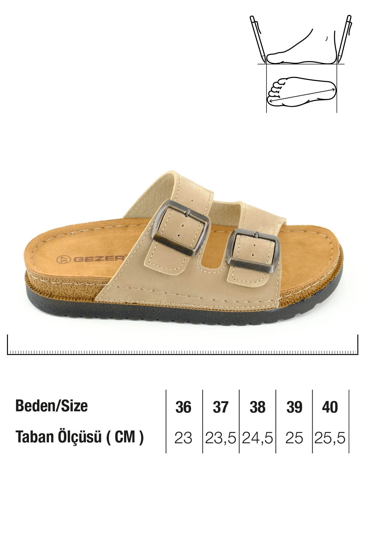 Kadın Yazlık İki Tokalı Ayarlanabilir Bej Terlik | Comfort Mantar Taban Günlük Kadın Terlik