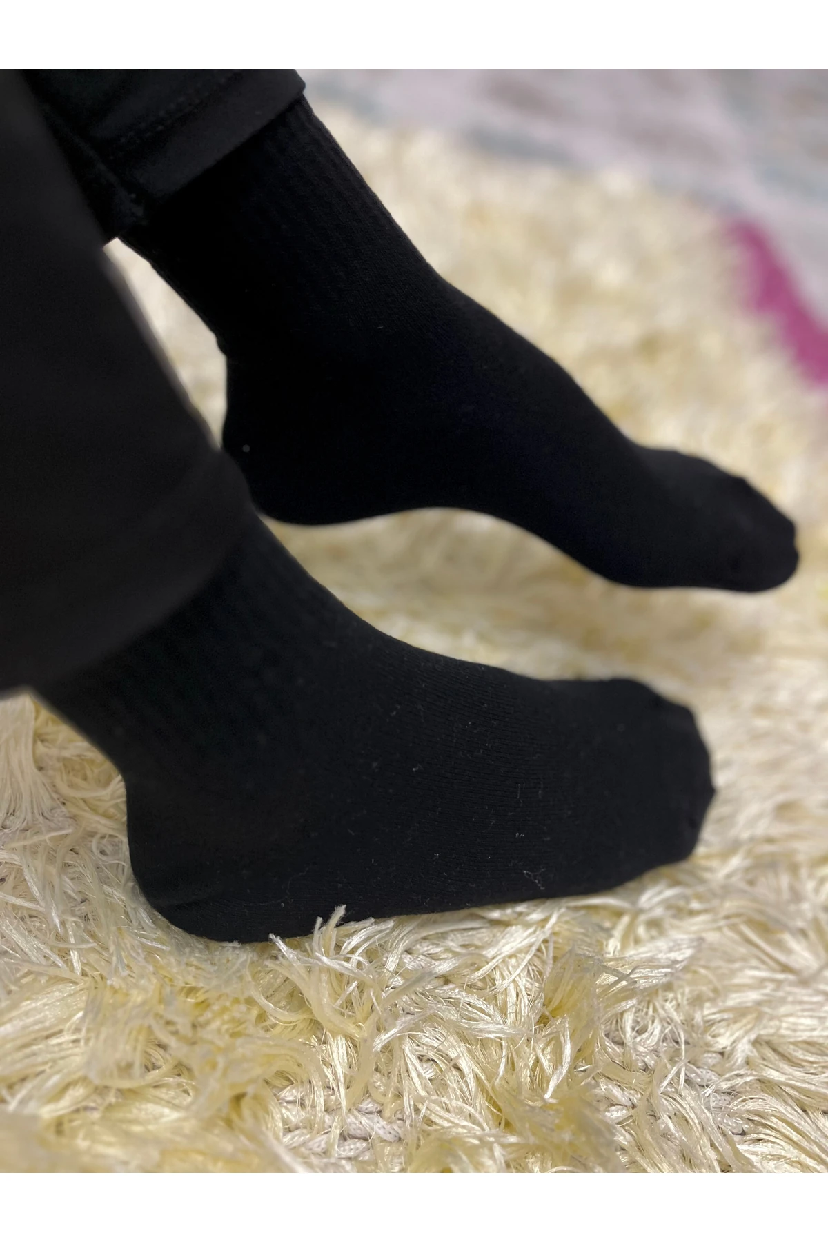 Pamuklu Yumuşak Karışık 6'lı Siyah Kadın Soket Çorap Pamuklu Çorap