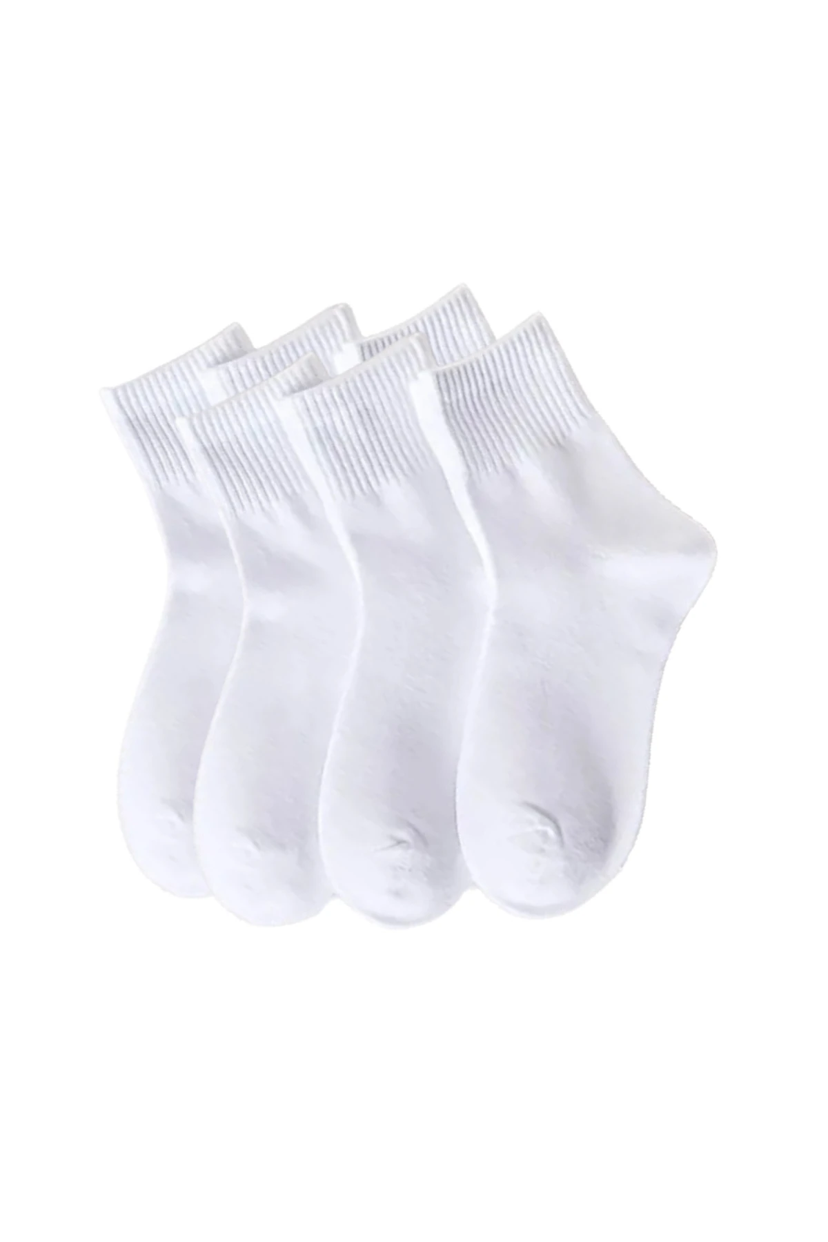 Pamuklu Yumuşak Karışık 12'li Beyaz Renk Kadın Soket Çorap Pamuklu Çorap Dikişli
