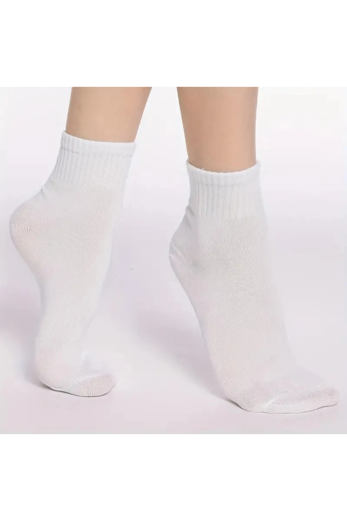 Pamuklu Yumuşak Karışık 6'lı Beyaz Kadın Soket Çorap Pamuklu Çorap