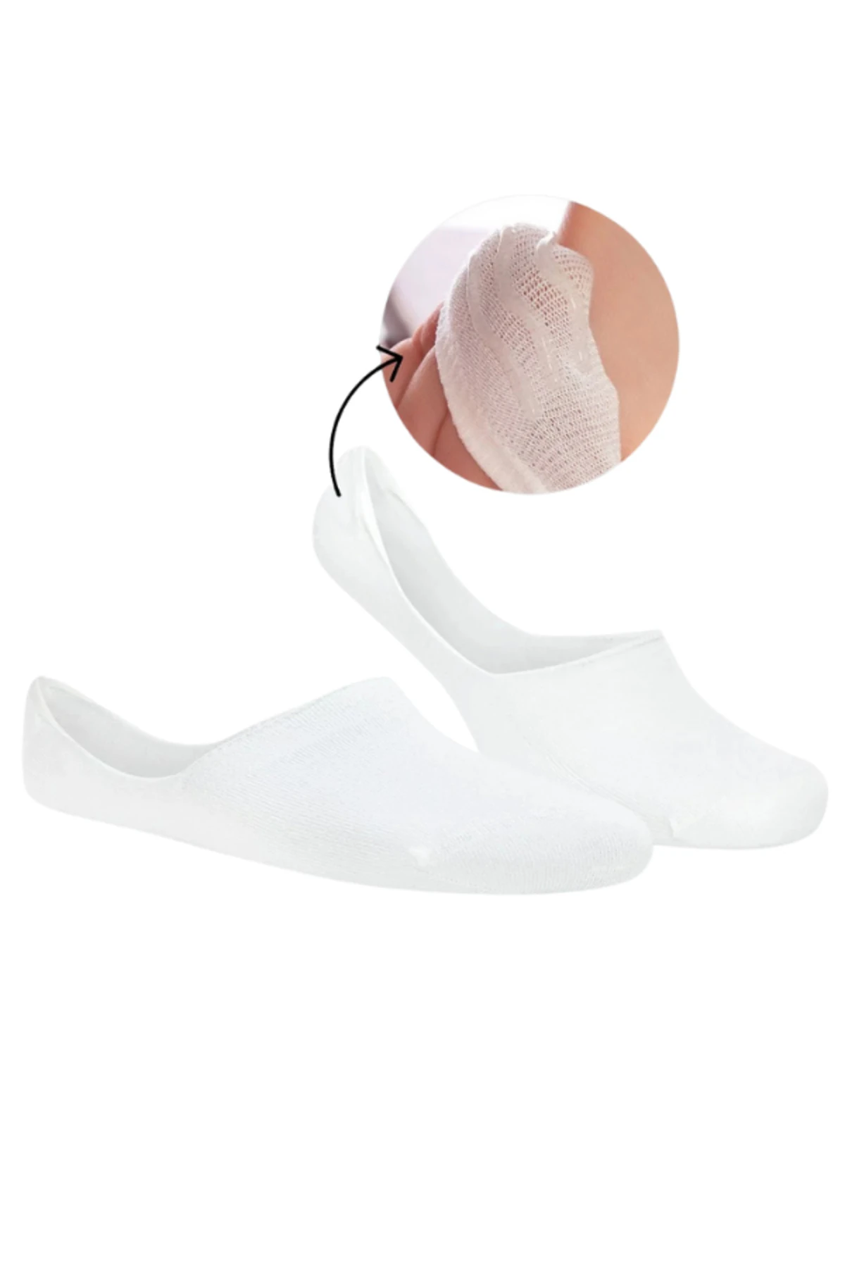 Pamuklu Yumuşak Silonlu Kaymaz 12'li Kadın Babet Çorap Pamuklu Çorap Beyaz