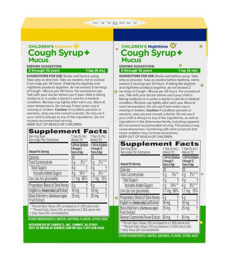 Children's Cough Syrup + Mucus Day & Night Value Pack, Daytime & Nighttime Toddler Cough Syrup, Mixed Berry, 4 fl. oz, 2 Pack