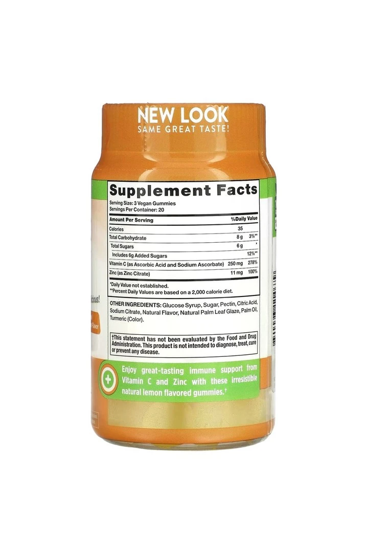 Nature's Truth, C + Zinc, Immune Support, Natural Lemon, 60 Vegan Gummies
