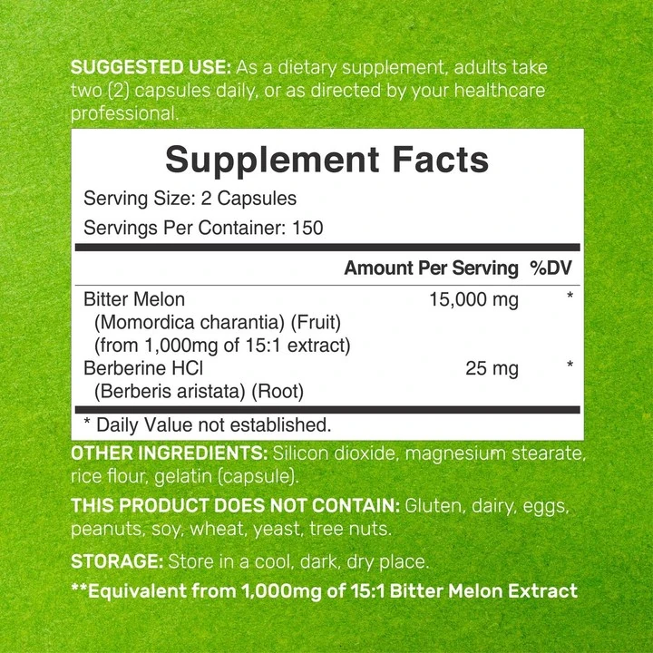 Bitter Melon with Berberine Supplement 15,000mg Per Serving, 300 Capsules