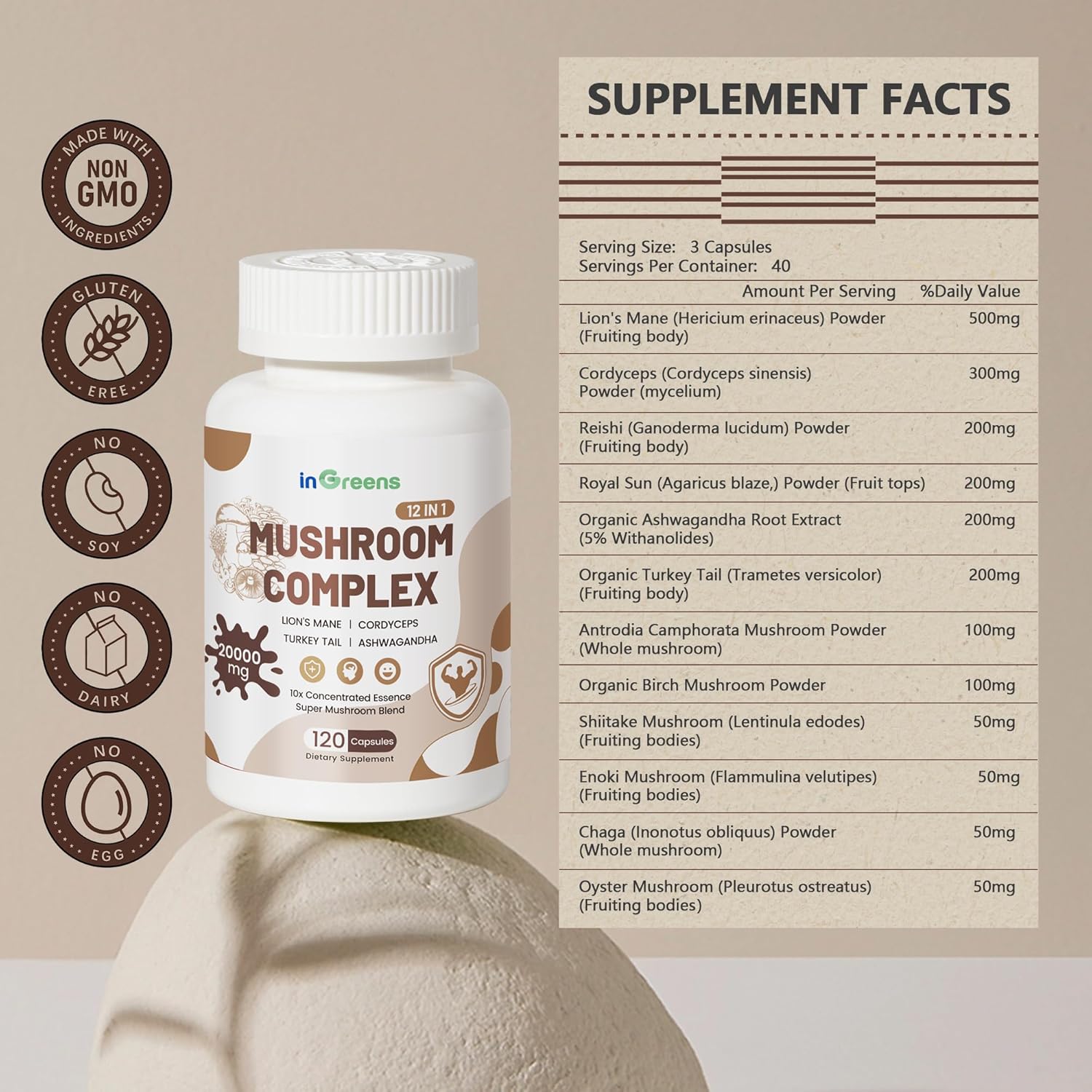 Mushroom Complex 12 in 1 20.000 mg 120 Kapsül