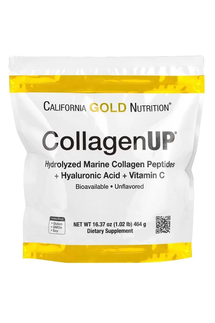 California Gold Nutrition, CollagenUP, Hiyalüronik Asit ve C Vitamini İçeren Hidrolize Balık Kolajeni Peptitleri, Aromasız, 464 g (16,37 oz)