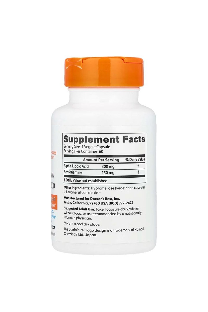 Benfotiamin 150 + Alfa-Lipoic Acit 300, 60 Bitkisel Kapsül-usa veriyon-dmmedicine'den
