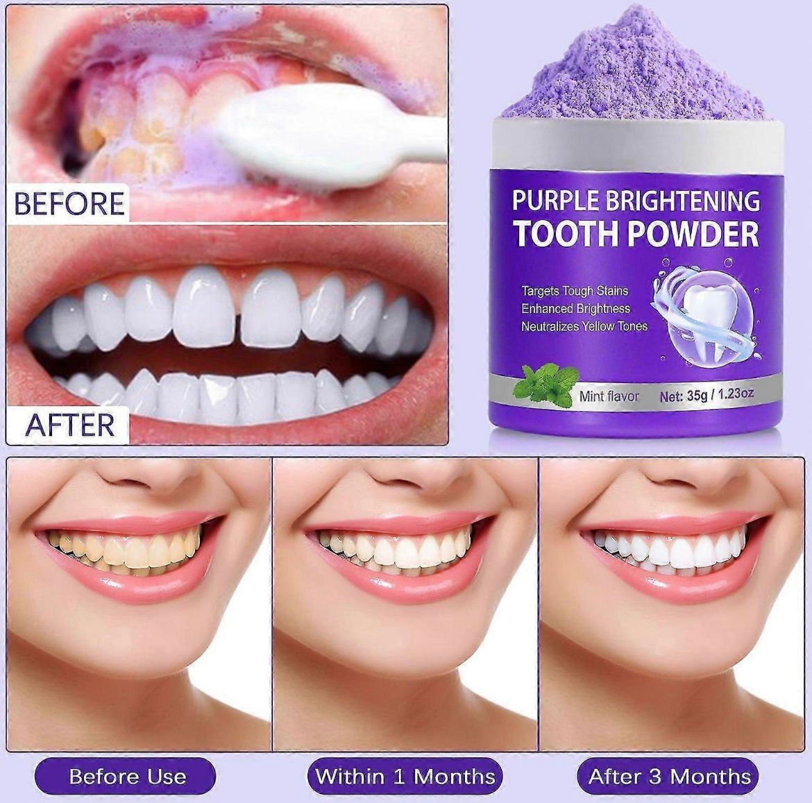 Mor Renkli Beyazlatıcı Diş Tozu
