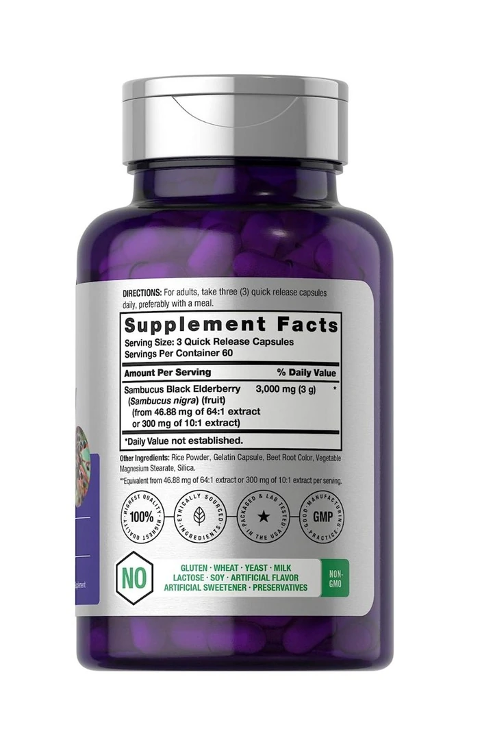 Horbach Black Elderberry 3000mg 180 Capsul.usa Menşei