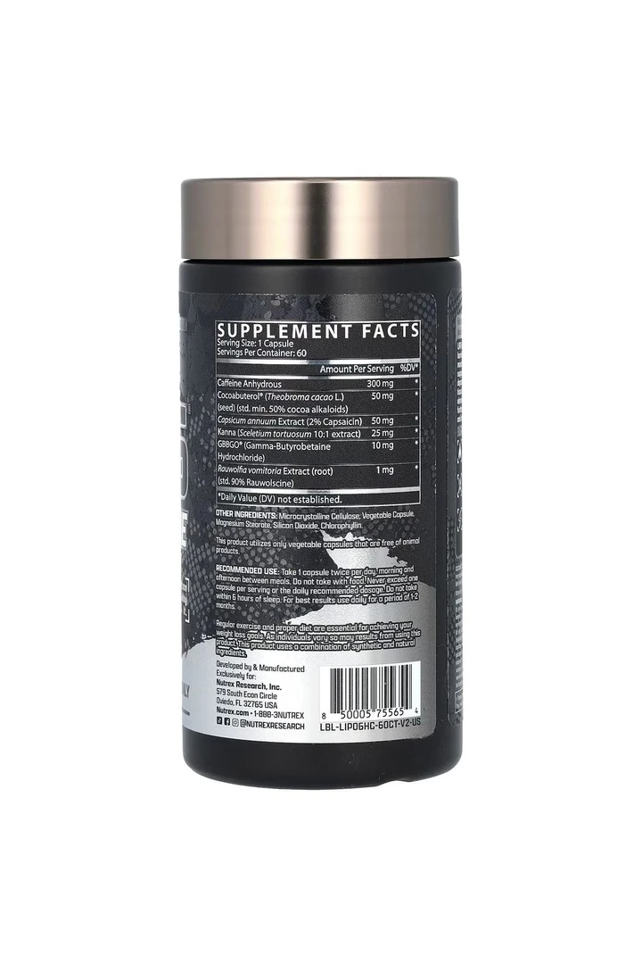Nutrex Research, LIPO-6 - Hardcore - Maksimum Güç, 60 Kapsül
