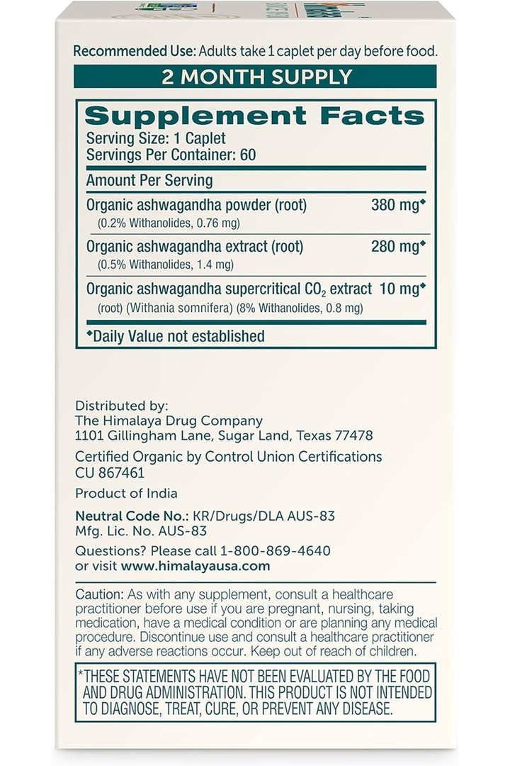 Himalaya Organic Ashwagand.haa 670 Mg 60 Kapsül