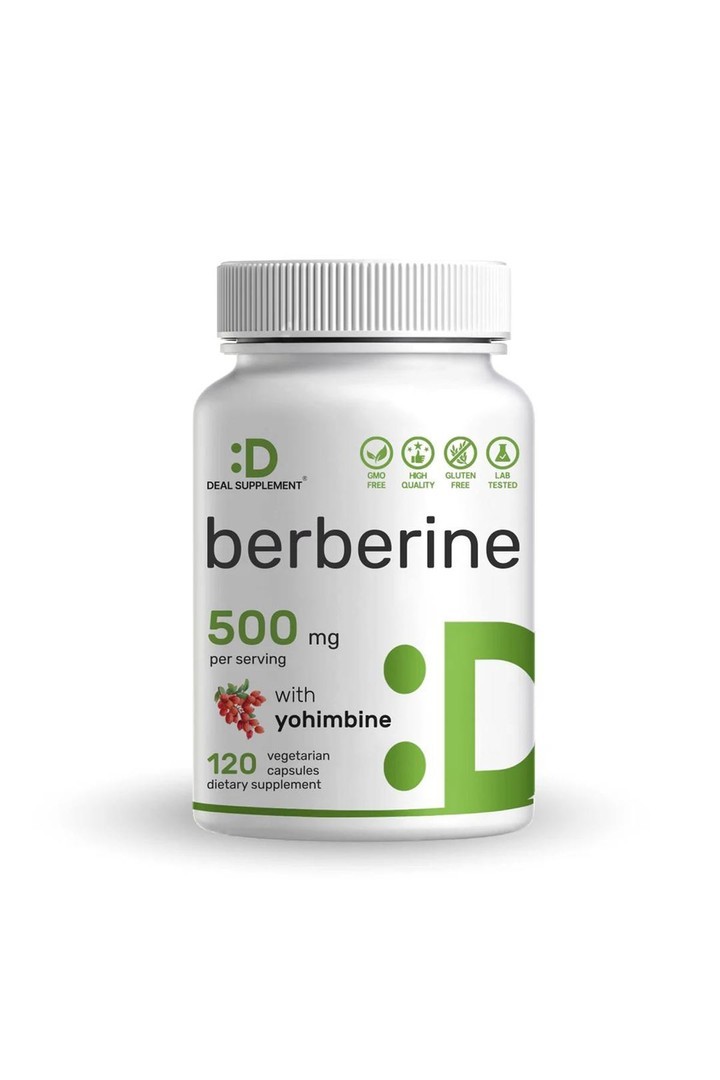 Berberine Supplement with Yohimbi.ne., 500mg Per Serving, 120 Veggie Capsules