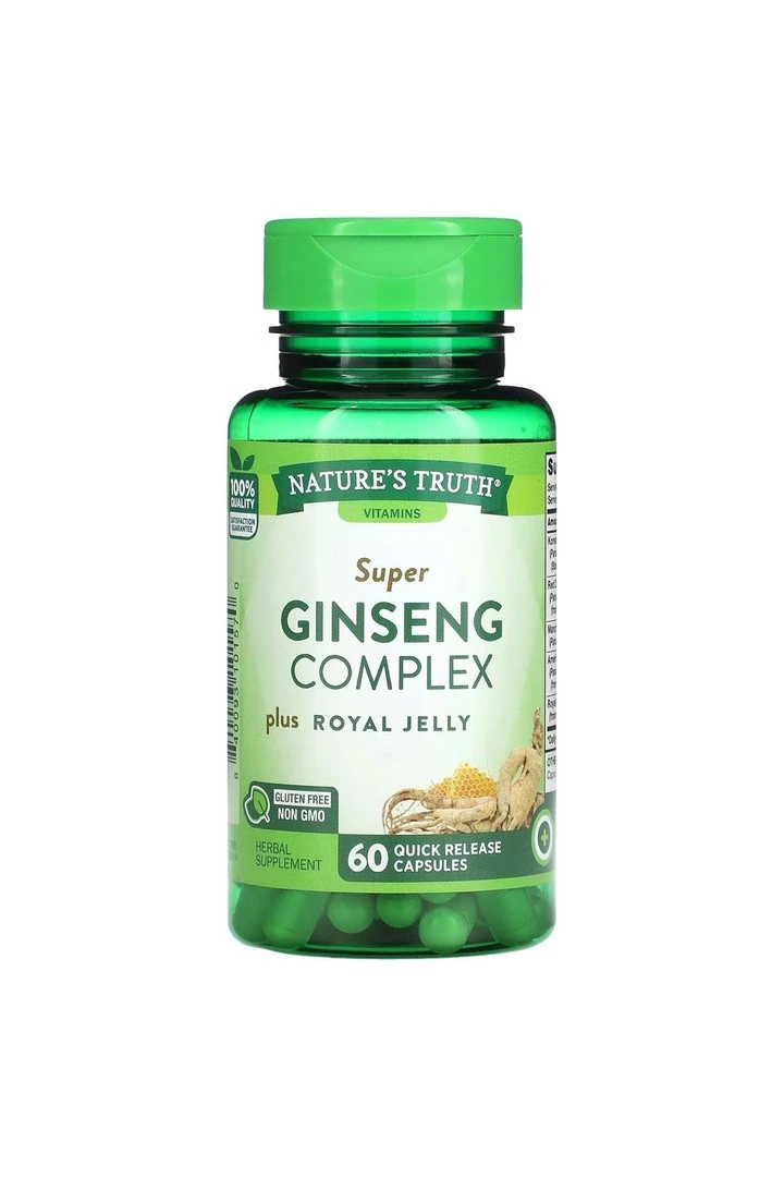 Nature's Truth, Süper Ginseng Kompleksi + Arı Sütü, 60 Hızlı Salımlı Kapsül