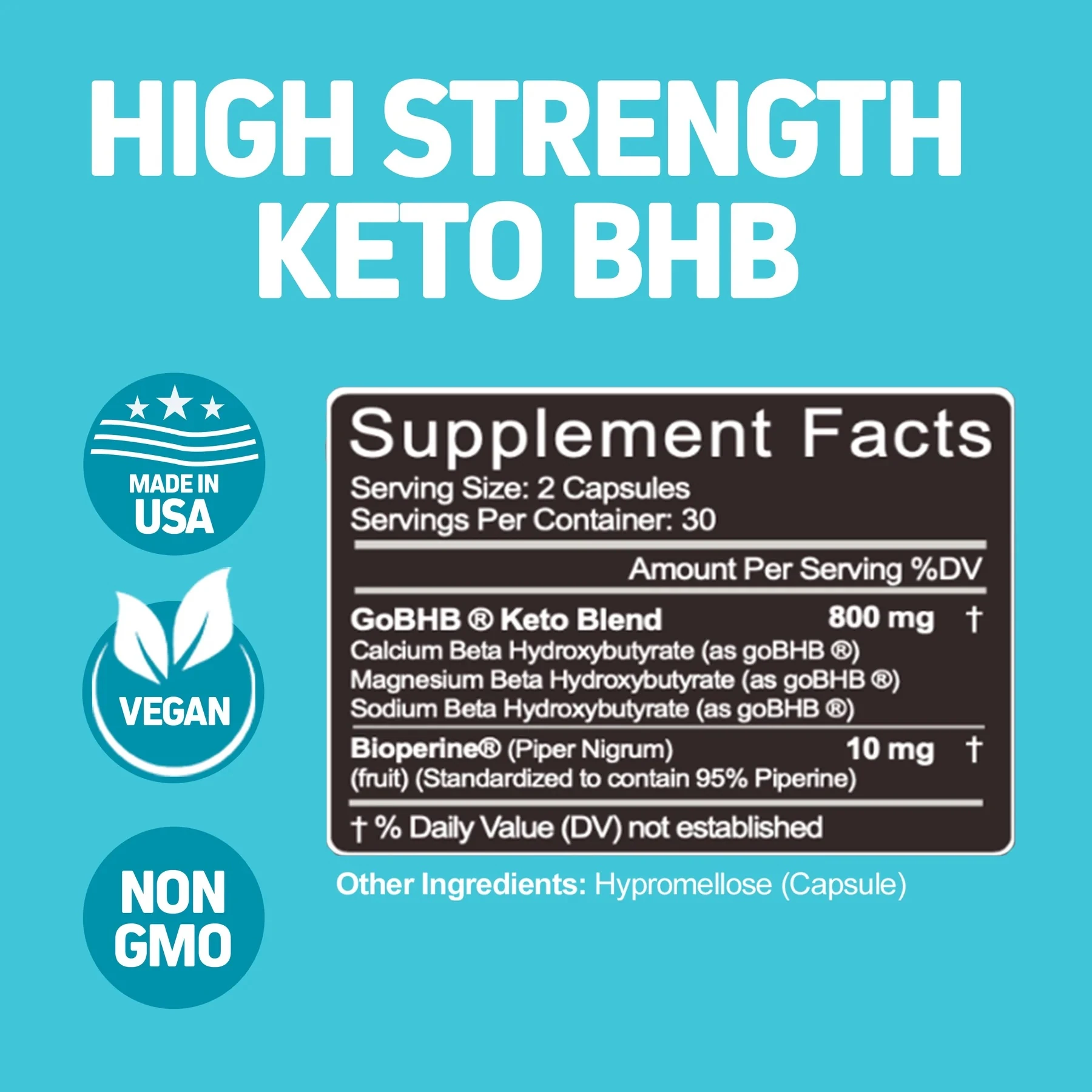 Keto BHB+ Bioperine 800 mg 50 Kapsül