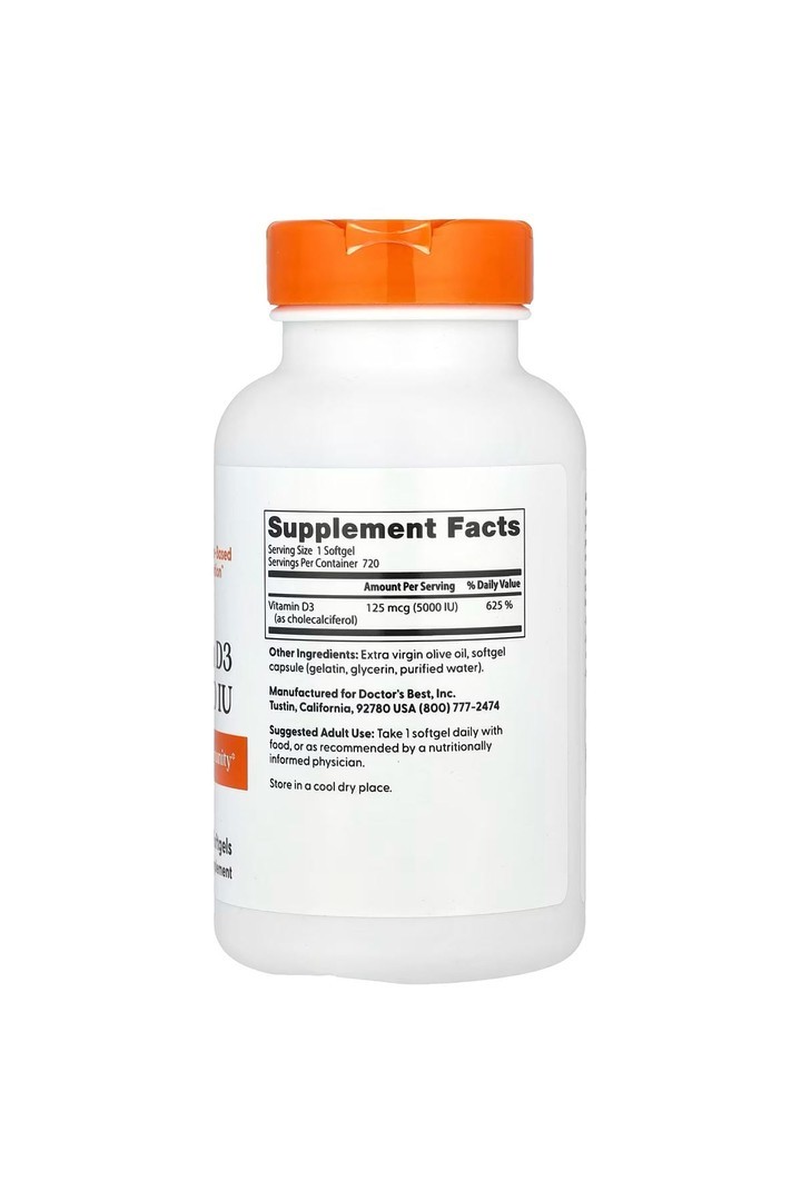 Vitamin D3, 125 mcg (5,000 IU), 720 Softgels