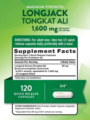 Longjack Tongkat ali Maximum Strength 1600 mg 120 Kapsül ( Quıck release )