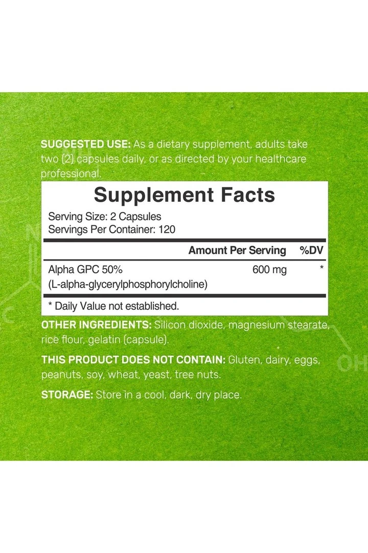 Alpha GPC 600mg Per Serving, 240 Capsules