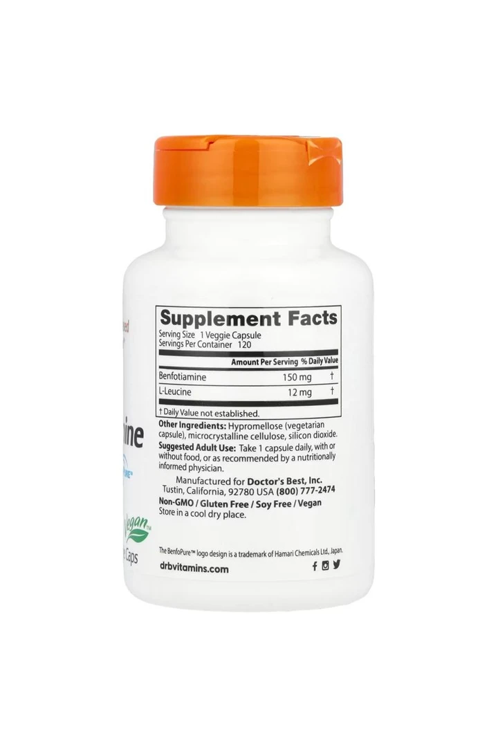 Doctor's Best, Benfotiamine 150 with BenfoPure™, 150 mg, 120 Veggie Caps