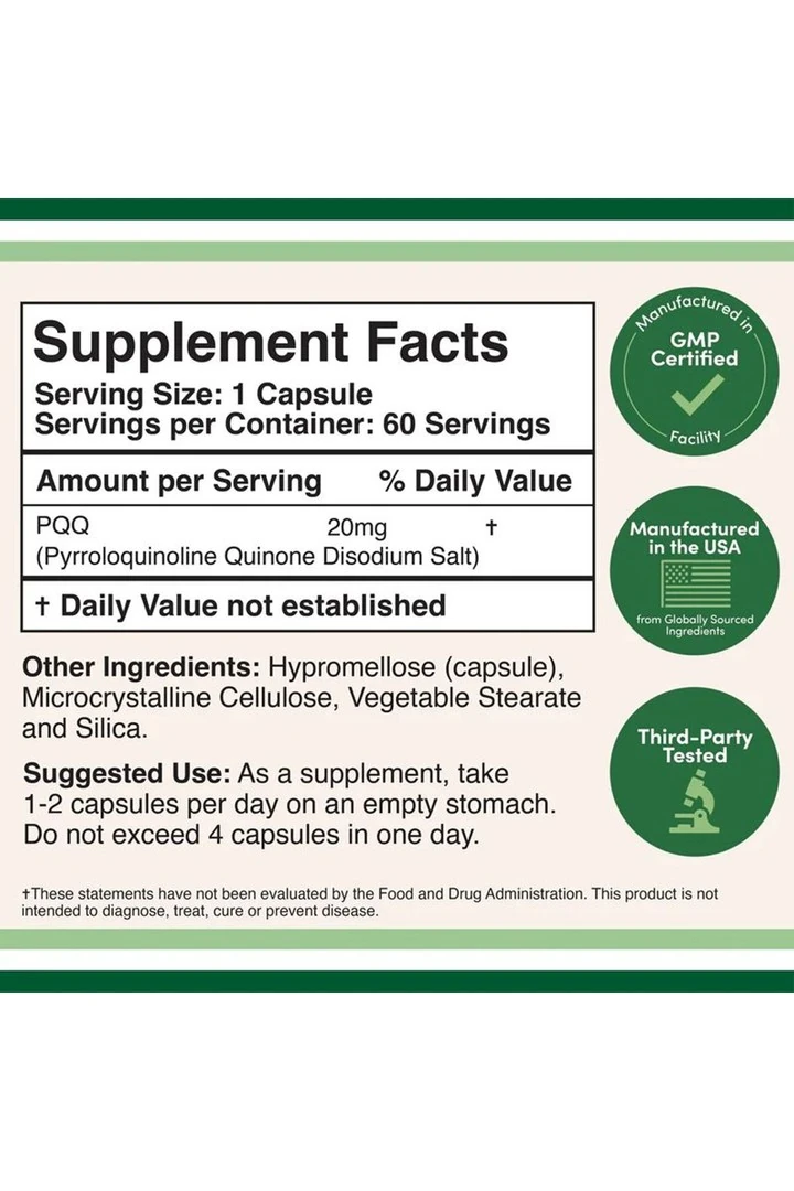 PQQ 20 mg 60 Kapsül