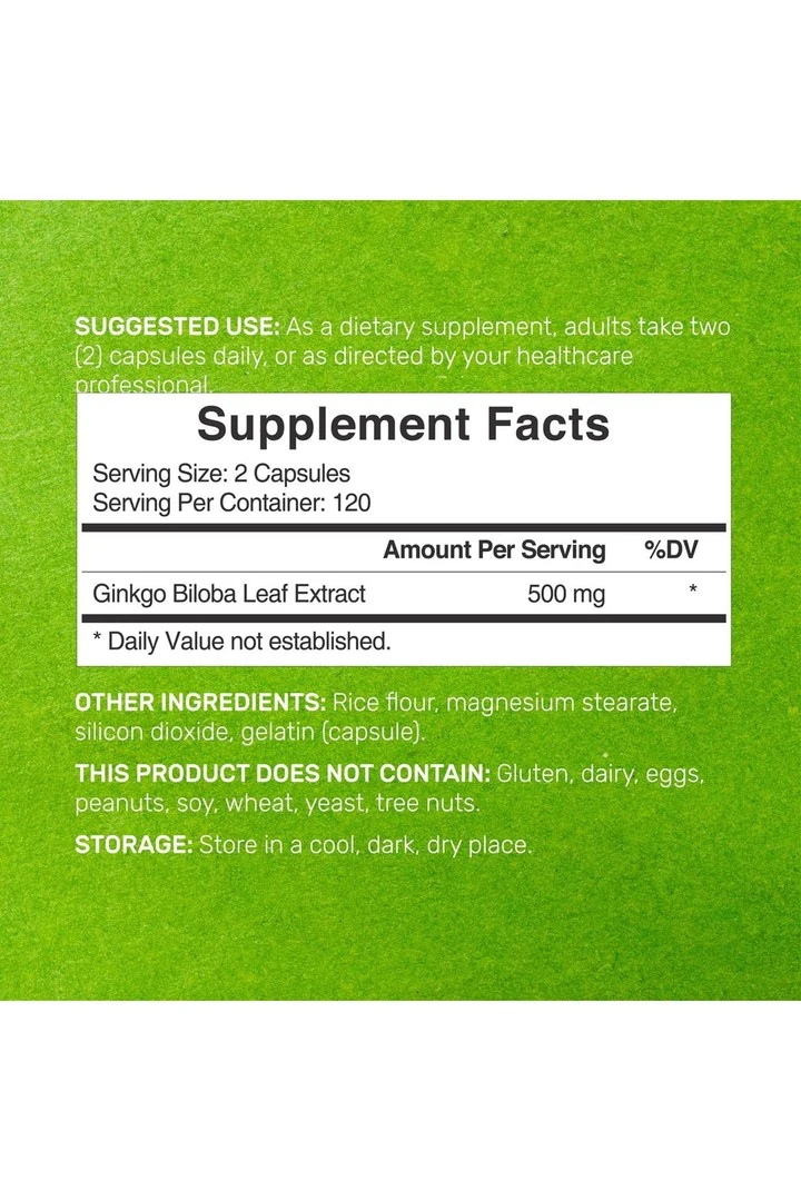 Ginkgo Biloba 500mg Per Serving, 240 Capsules