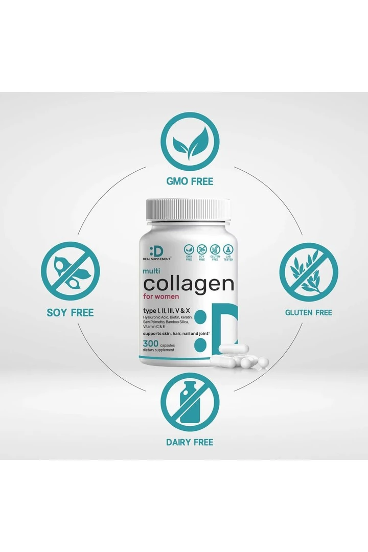 Multi Collegen For Women Vitamin C, E, & Biotin, Saw Palmetto, Bamboo Silica, & Hyaluronic Acid – Hair, Skin, Nail 300 Capsules