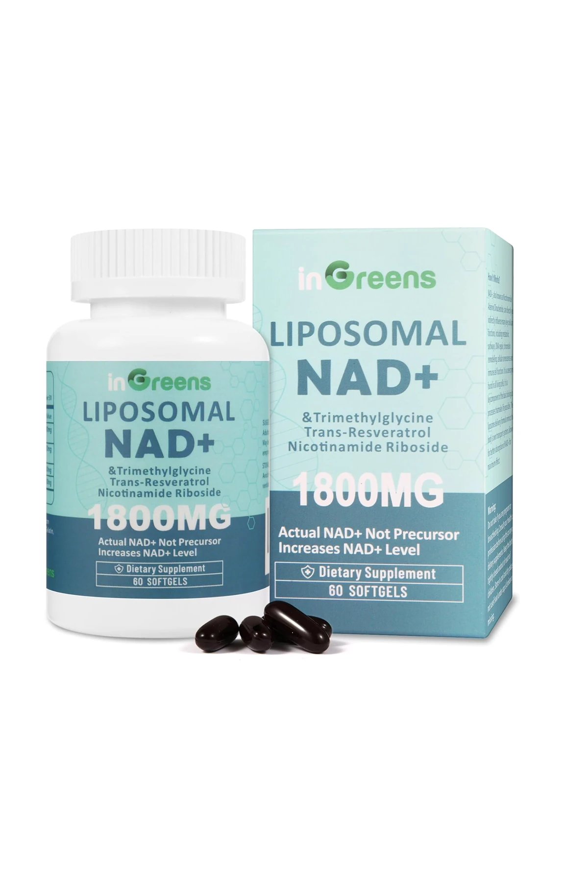 Liposomal NAD+ 1800 mg with Nicotinamide Riboside, Trans Resveratrol Cellular Energy - 60 Softgels