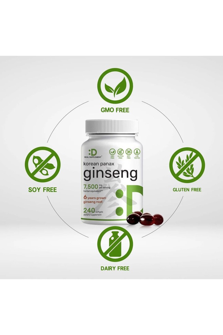 DEAL SUPPLEMENT Korean Red Panax Ginseng Root Extract, 7.500 Mg 240 Softgels