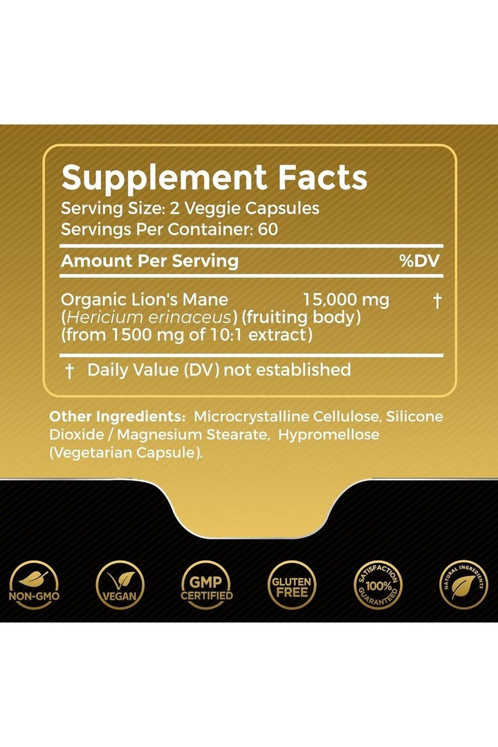 Organic Lion's Mane 15,000 120 Kapsül