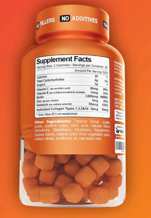 Multi Collagen Types I, II, III, V and X / 60 Gummies