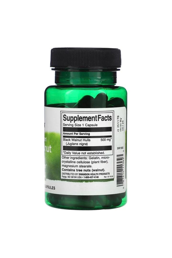 Black Walnut Hulls 500 mg, 60 Kapsül