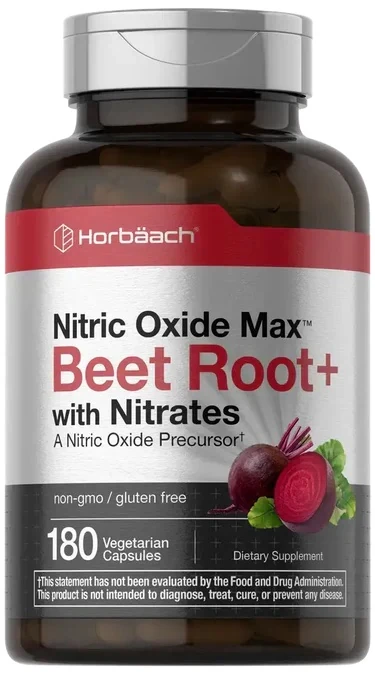 Nitric Oxide Max Beet Root+ with Nitrates | 180 Veg. Kapsül | precursor | Non-GMO & Gluten Free