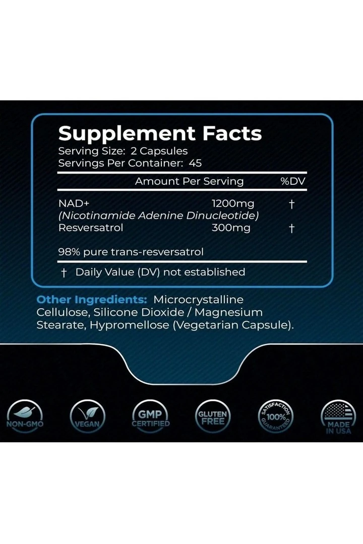 Wellnees Labs NAD + Resveratrol 1500 mg 90 Kapsül- usa menşei.İthal-dmmedicine'den