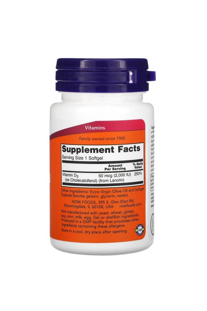 Now Foods Vitamin D-3 / 2,000 IU 30 Softgels