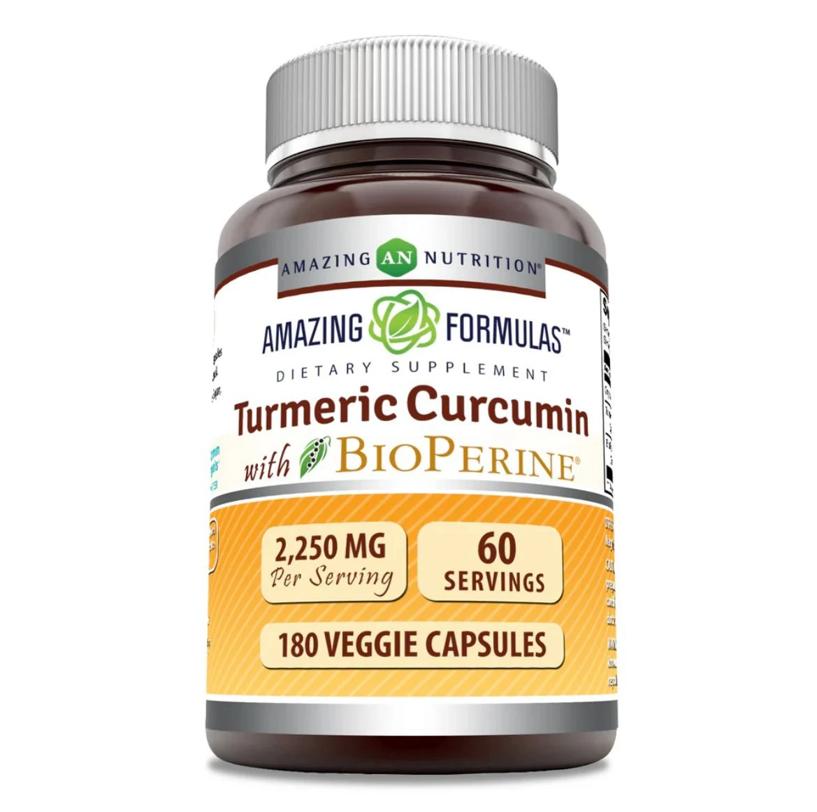 Turmeric Curcumin with BioPerine | 2250 Mg Per Serving | 180 Veggie Capsules