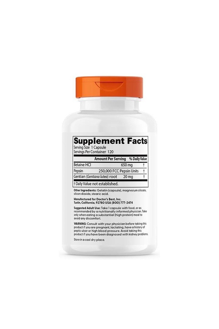 Betai.nee HCL Pepsin & Gentian Bitters, 120 Kapsül.usa versiyon.dmmedicine'den