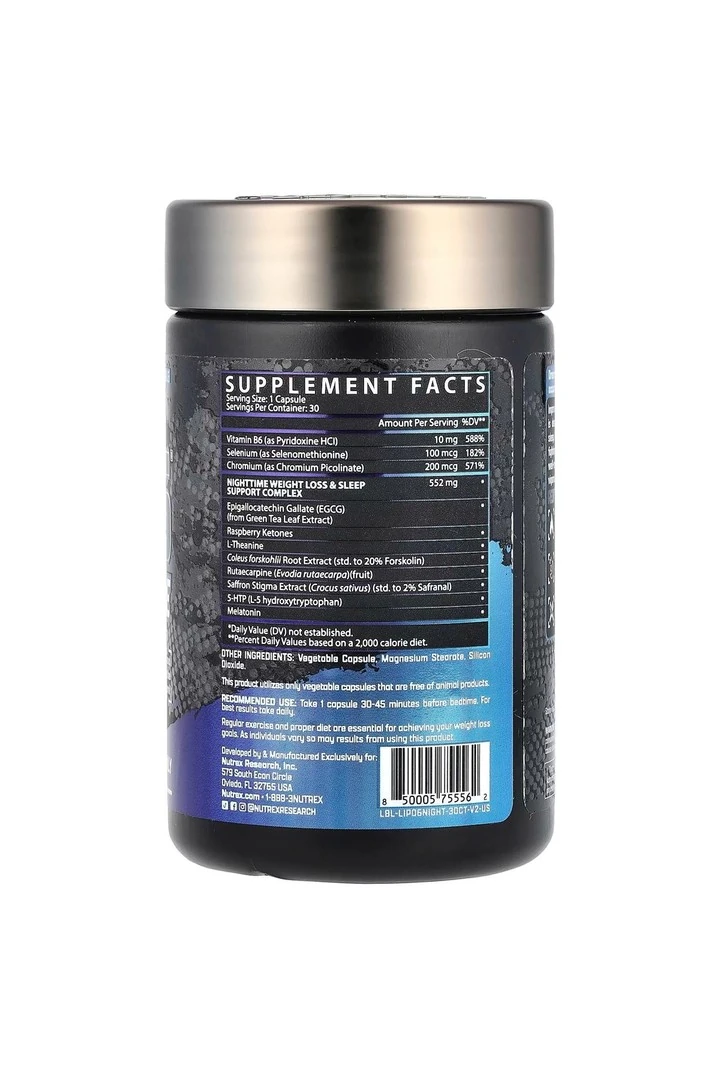Nutrex Lipo-6 Black Nighttime Ultra Concentrate 30 Capsules.usa menşei