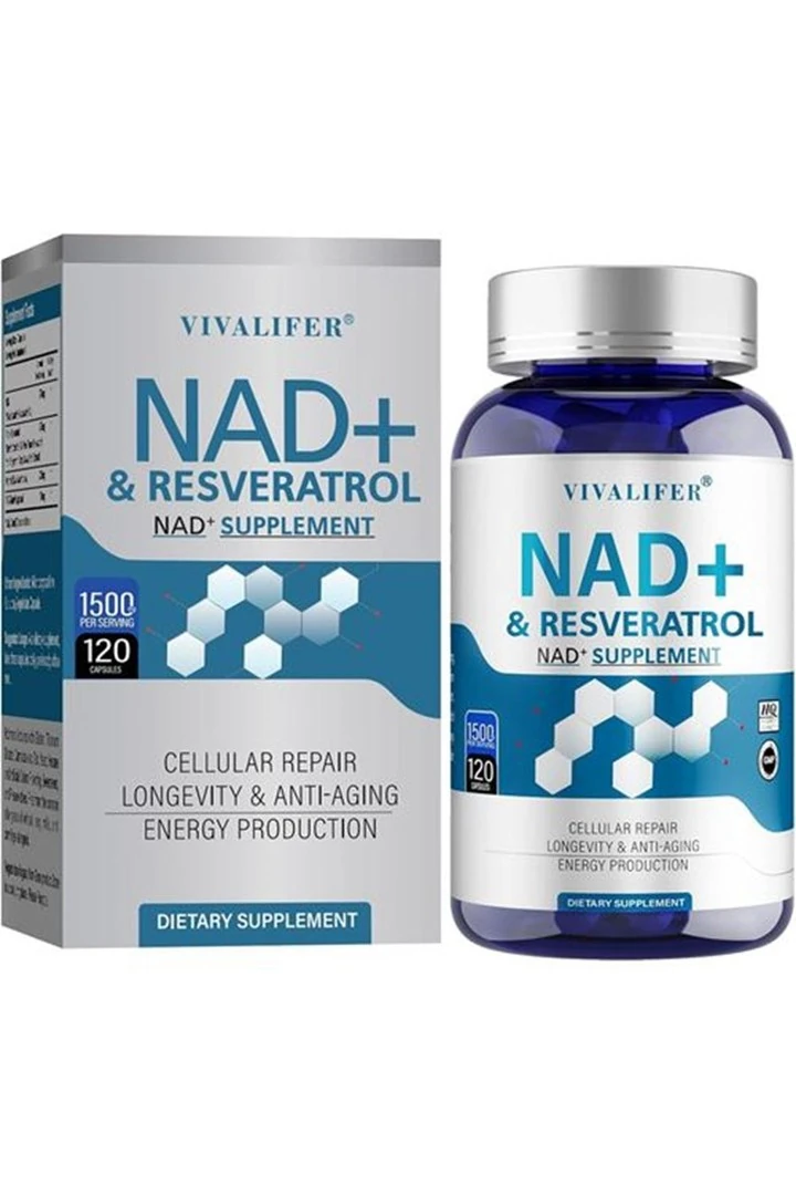NAD+ & Resveratrol 1500 mg With Tmg 250 mg 120 Capsules. usa menşei
