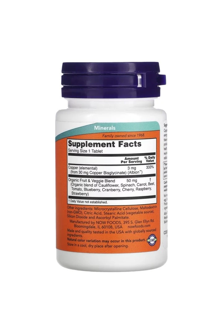 Copper Glycinate - Bakır Glisinat, 3 mg, 120 Tablet