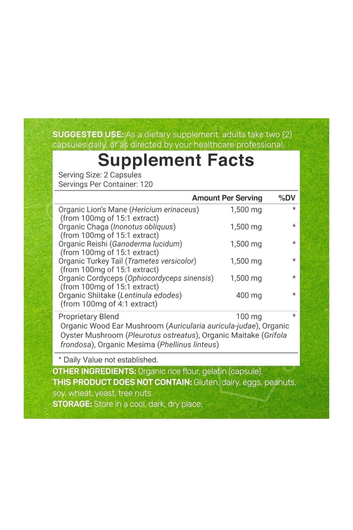 DEAL SUPPLEMENT Organic Mushroom 10 in 1 Defense Formula  8.000 Mg - 240 Capsules