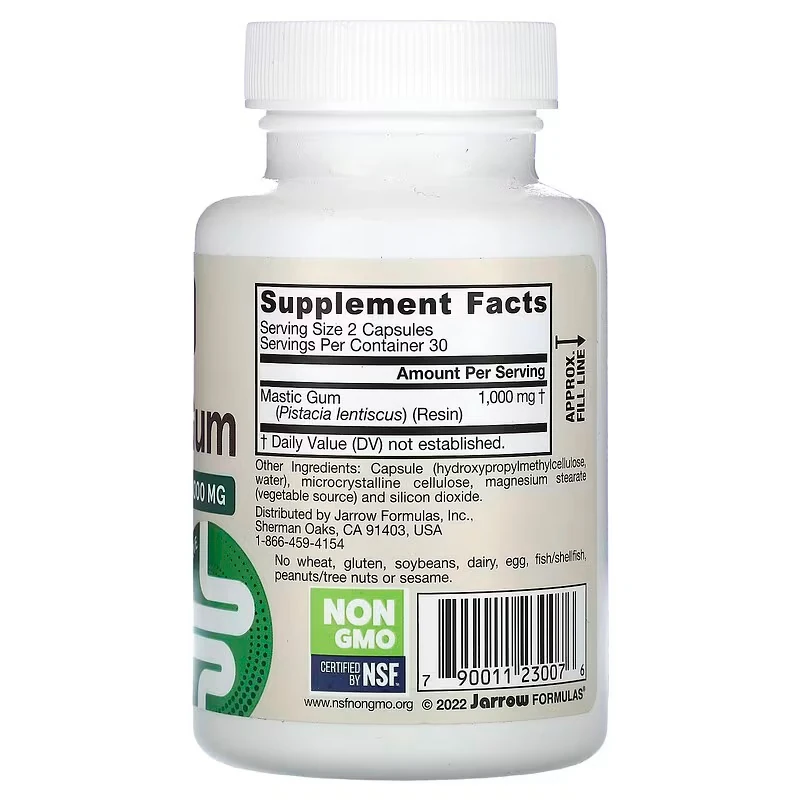 Mastic Gum 1000 mg 60 Veggie Kapsül Gastric Health Natural Formula Supporting Stomach, Duodenal & Oral Health