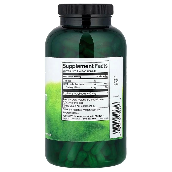 Psyllium Husks, 610 mg, 300 Capsules