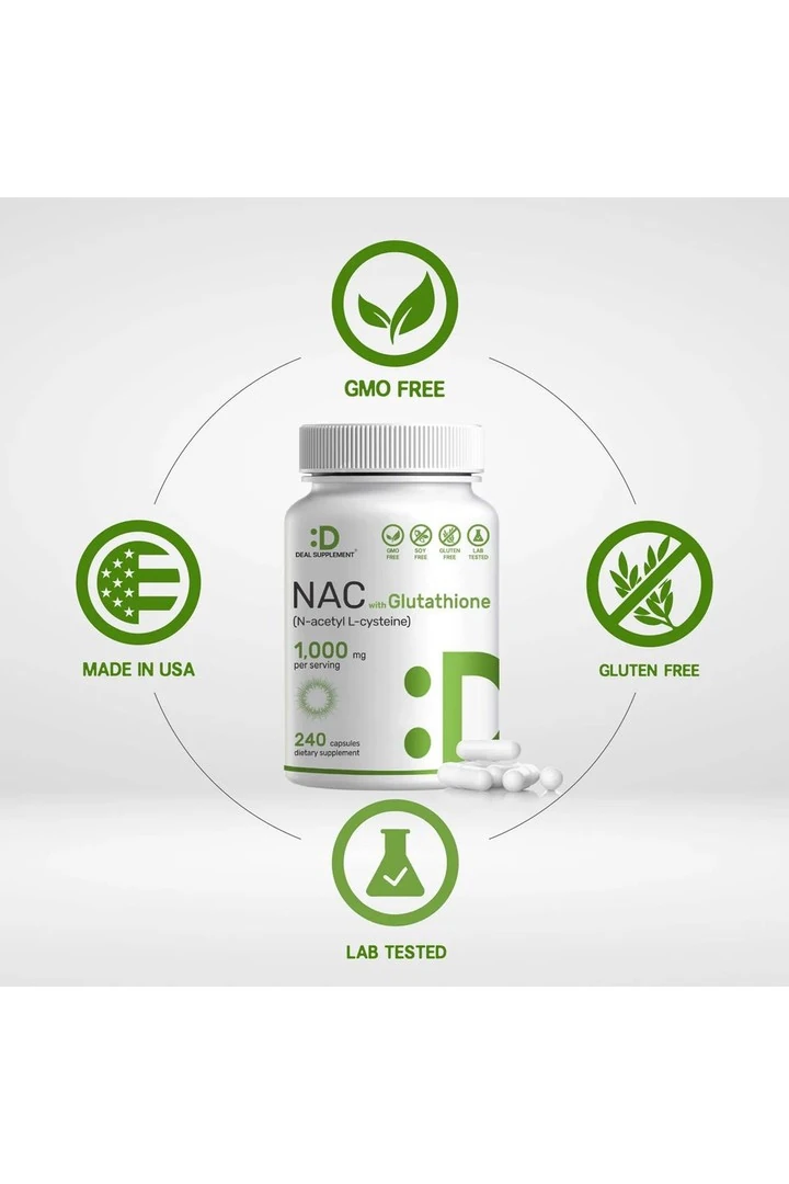 NA.C Supplement (N-Acetyl Cysteine) with Reduced Glutathione, 240 Capsules