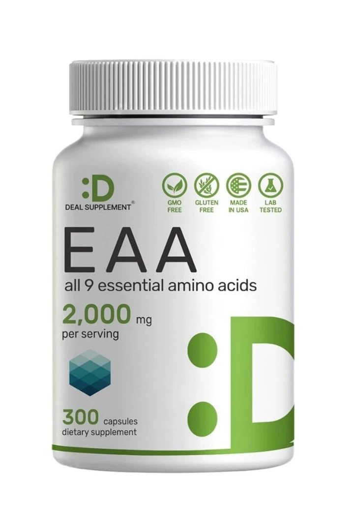 DEAL SUPPLEMENT Essential Amino Acids (EAA) – 9 in 1, All BCAAs 2.000 Mg- 300 Capsules