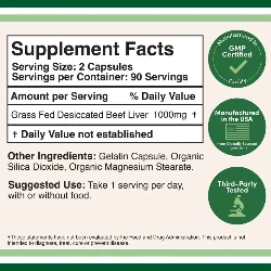 Grass Fed Beef Liver Supplement 180 Veg. Kapsül