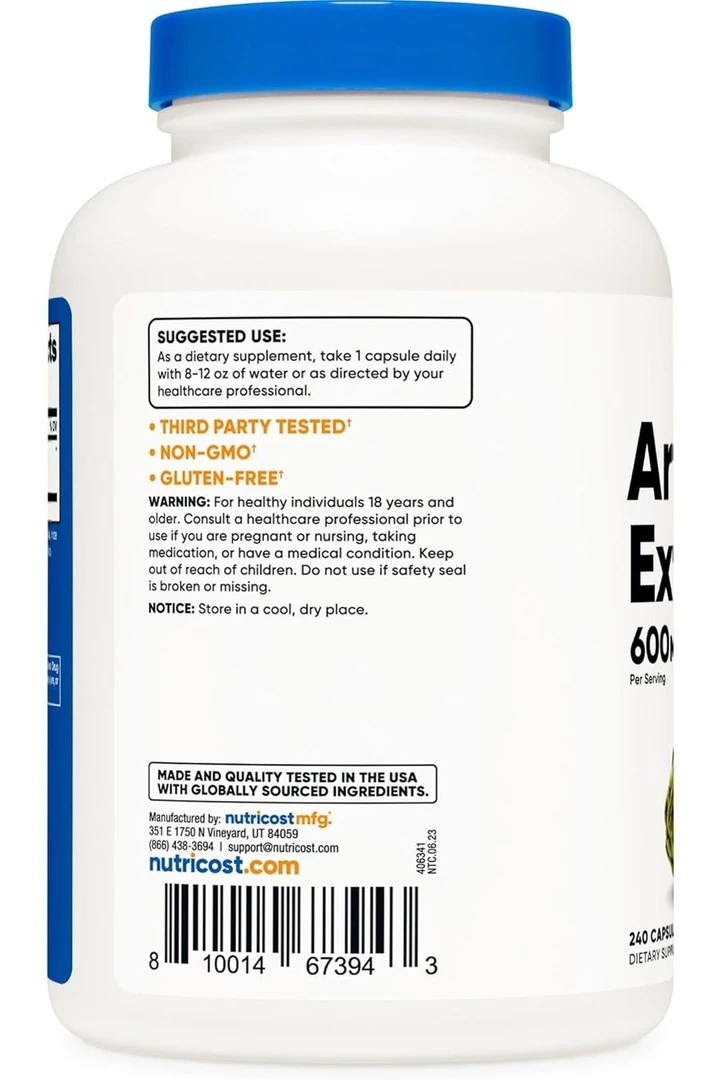 Nutricost Artichoke Extract 600 Mg 240 Kapsül