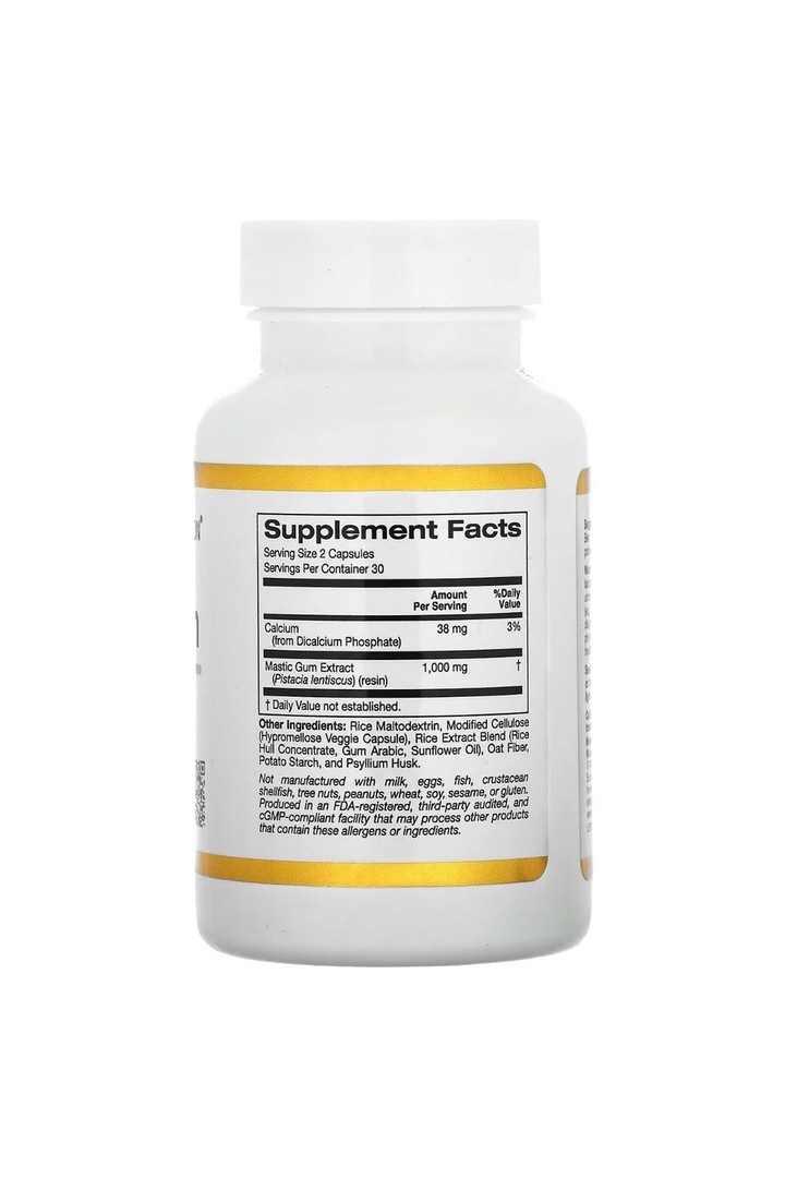 California Gold Nutrition, Mastic Gum, 500 mg, 60 Veggie Kapsül