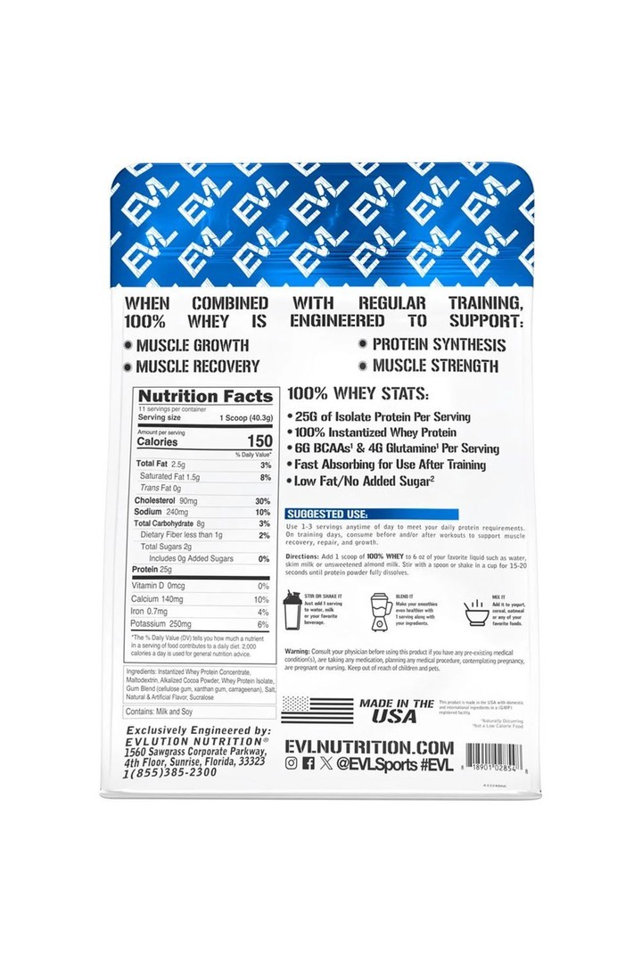 EVLution Nutrition, %100 Whey Protein 1 lb (454 g)