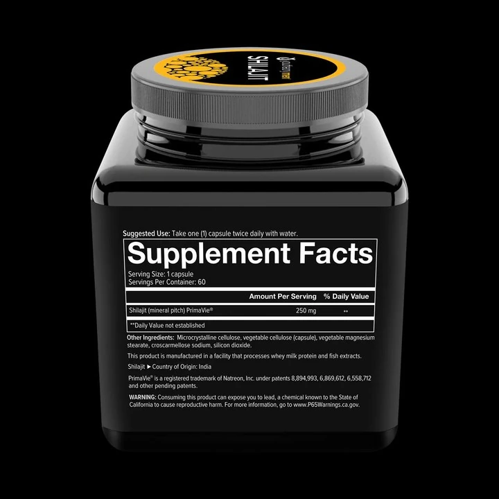 Men's Shilajit - 250 mg Shilajit Capsules - Energy Supplement - Supports Stamina & Endurance* - Gluten, Dairy & Soy Free - 60 Veg