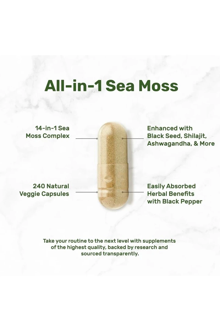 Irish Sea Moss 7,000mg Per Serving, 240 Veggie Capsules